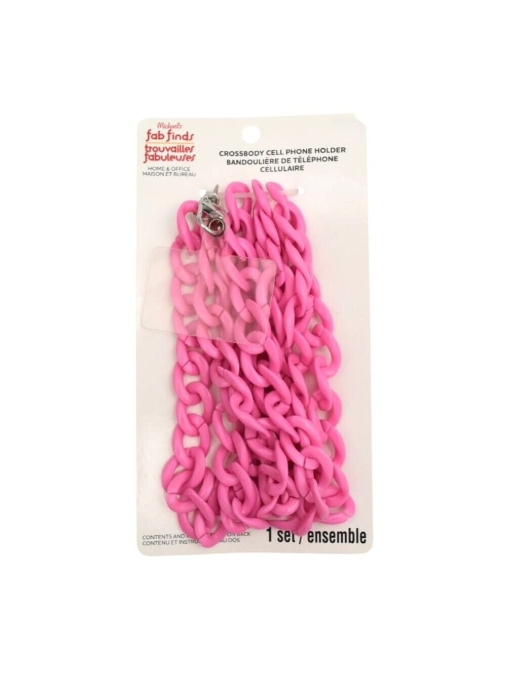 Fab Finds Pink Acrylic Crossbody Cell Phone Chain Strap Holder 47" New
